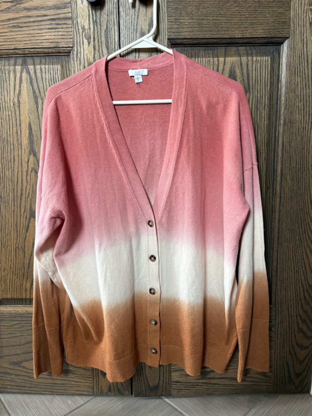 J. Jill Ombre Button-Front Cardigan - Pink, Cream, Brown